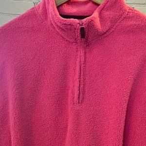 St John's Bay Women's Plus Pink Sherpa Quarter Zip Pullover